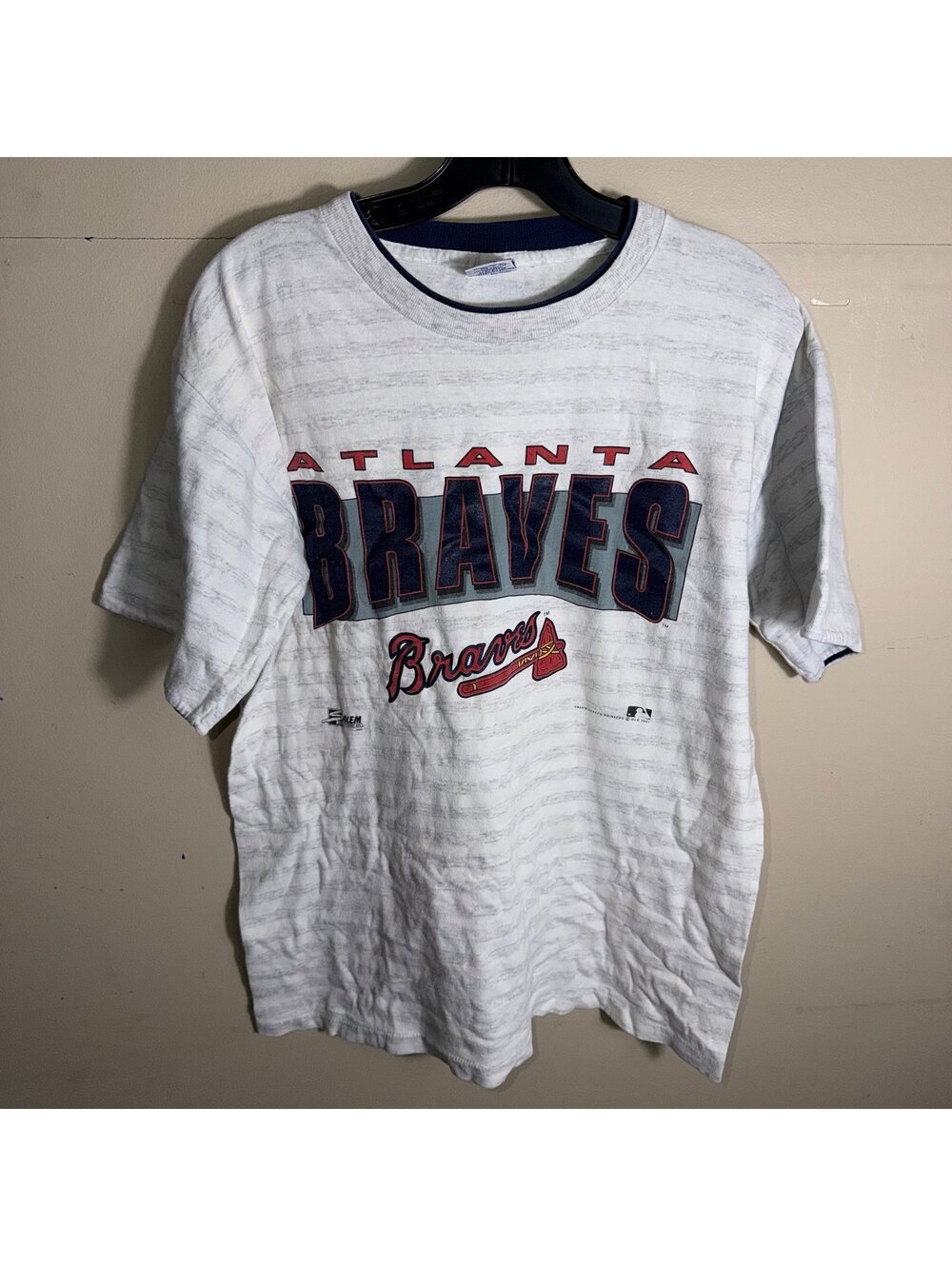 Salem Sportswear Atlanta Braves 1991 Single Stitch Shirt Mens MD Vtg y2k 90s